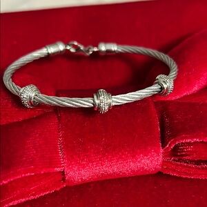 Sterling Silver Diamond and Plain Steel Bracelet k